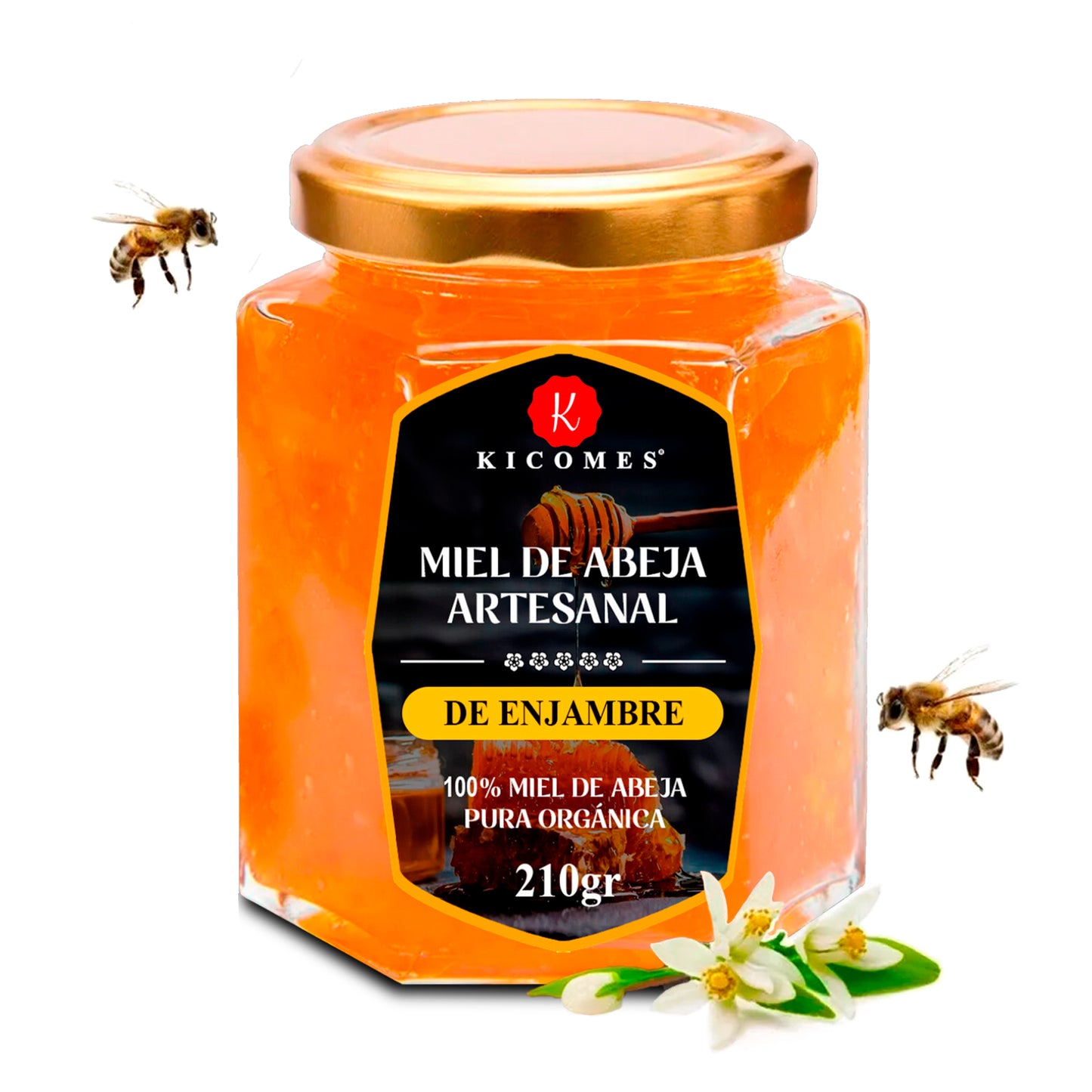 KICOMES® Miel de Abeja 100% Pura Orgánica de Panal Calidad Certificada