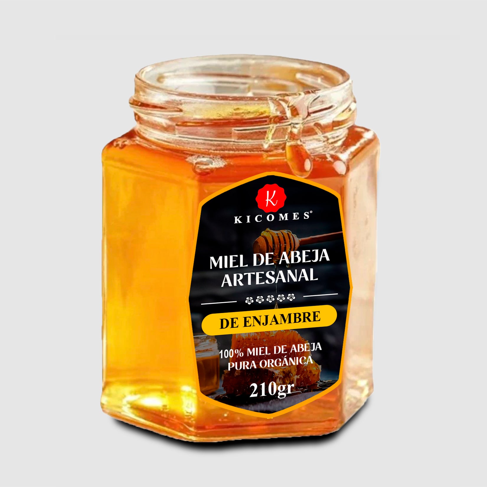 KICOMES® Miel de Abeja 100% Pura Orgánica de Panal Calidad Certificada