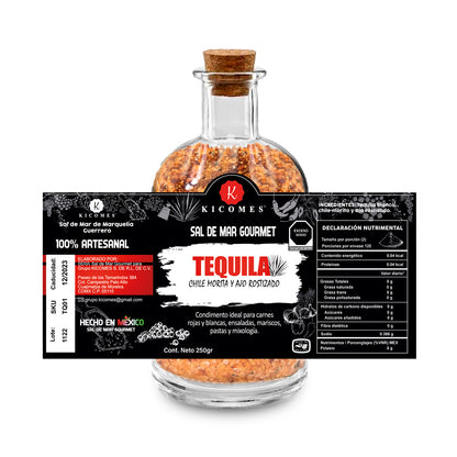 KICOMES® Sal De Mar Ahumada en Tequila, Chile Morita y Ajo Rostizado 250gr