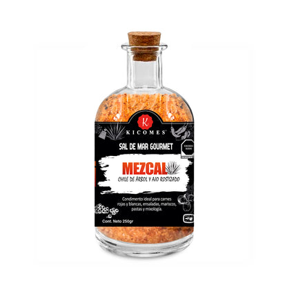 KICOMES® Sal De Mar Ahumada en Mezcal, Chile Árbol y Ajo Rostizado 250gr